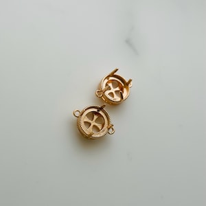 2 Stück - Runde Lünette Anhänger Rohling - Gold Setting - 8 mm