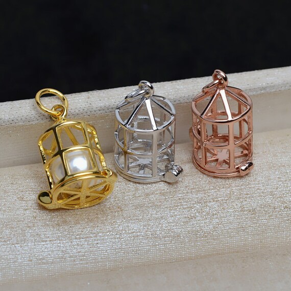 1 Pcs Sterling Silver Bird Cage Locket Pendant for 7mm to Etsy