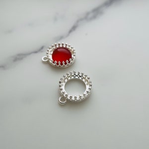 2 Pcs - Round Bezel Pendant Blank - Silver Setting - 12x12mm - (Stone Not Included)