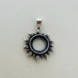 1 Pcs  - Sterling Silver Sun Bezel Setting - Round - 10mm