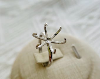 Sterling Silver 6 Prong Claw Ring Setting -  15mm