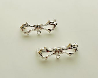 2 Pcs Bow Brooch Findings  - 25x9mm