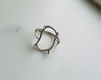 Sterling Silver Cabochon Ring Setting - 12x18mm