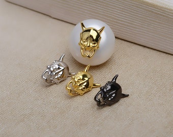 2 tapas de cuentas de demonio de plata esterlina - 7 x 10 mm