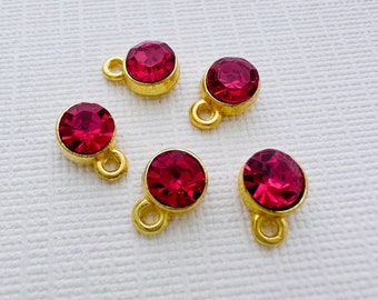 5 x Rhinestone Birthstone Charms - 9x6mm