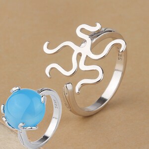 1 pieza - Anillo abierto con garra de plata de ley - 16 x 16 mm