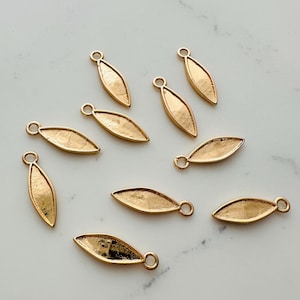 20 or 60 pieces, solid brass leafs, jewelry findings, 15x4mm, gold plated