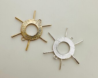 1 pezzo, montatura pendente con base a 6 griffe - placcato oro/argento - 18 mm - (pietra non inclusa)
