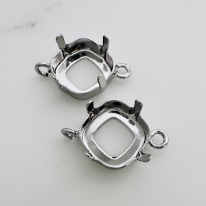 10x10mm, Blank 4-Prong Setting , Rhodium plated, 2 or 6 ps