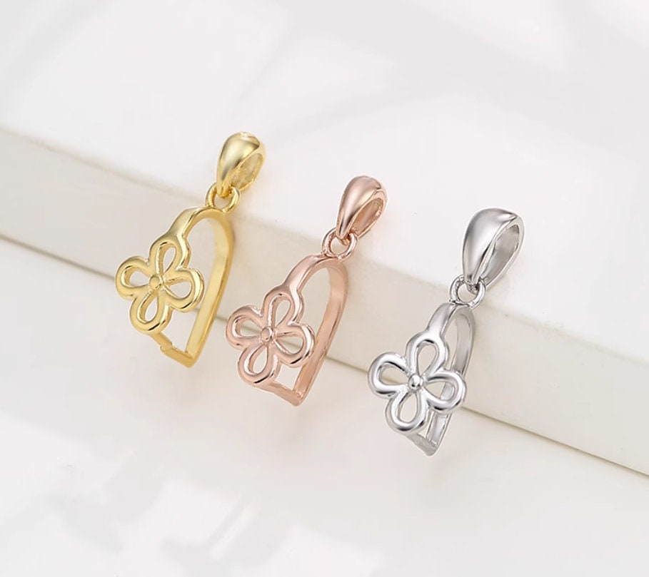 1 Pcs - Sterling Silver Flower Pinch Bails - Inner 9x7mm - Etsy