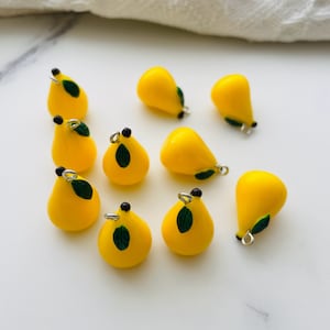 10pcs- Resin Fruit Pear Charms - 15x22mm