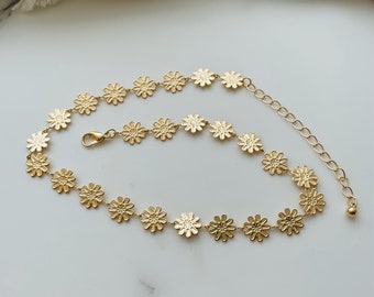 Collier ras de cou tournesol - 40 cm - Réglable - Cadeau pour elle