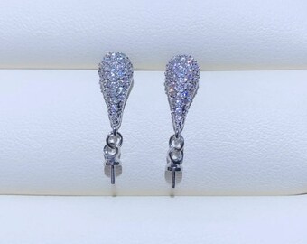 Accesorios para pendientes colgantes - Pin de plata de ley - 1 par, 12 mm, sin perla