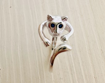 Silver Plated Cat Ring