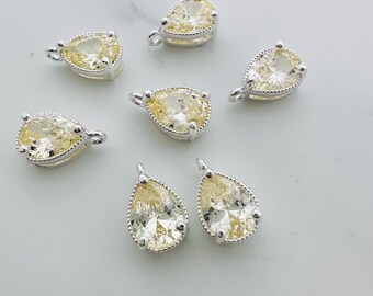 2 Pcs Sterling Silver Plated Drop Charms  - 9x7mm
