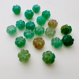 10 or 20pcs- Natural Jade Pumpkin Beads - 10mm - Tall 7mm - Hole 1mm