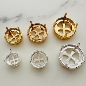 6mm/8mm/10mm/12mm massiv Messing 4 Krappen Fassungen,10 Stück,gold/versilbert