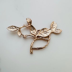 5 Zweig Blatt Anhänger - Vergoldet - 35 x 47 mm