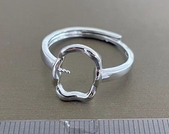 1 Pcs  - Blank Ring Setting Adjustable - Silver Plated- Pin 2mm