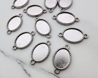 30 Pcs - Bezel Tray Pendant Blank - Oval Settings - Inner 13x18mm Setting