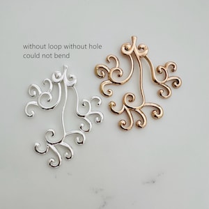 no  hole no loop - 5 sturdy brass stamping , for scrapbook - Gold / Silver Plated - 55x45mm
