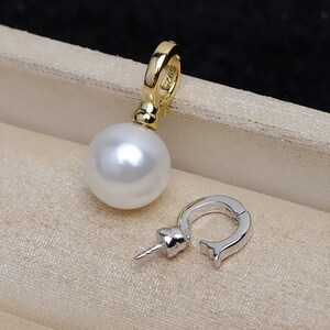 1 Pcs  - Sterling Silver Charm Pendant Setting - Beads Cap Bail with Clasp -  10*1.8mm
