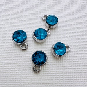 5 x Rhinestone Birthstone Charms - 9x6mm