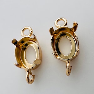 8x6mm, Blank 4-Prong Oval Setting , Gold plated, 6 or 12 ps