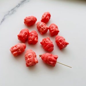 10pcs- Coral Buddha Spacer Beads - 16x11mm