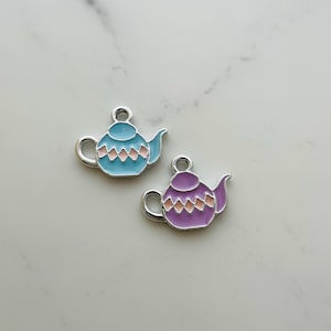 10Pcs, Enamel Teapot Charms Pendants -  14x17mm