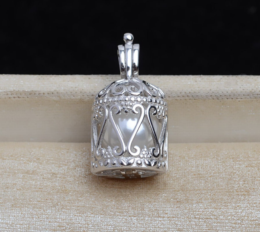 1 Pcs Sterling Silver Bird Cage Locket Pendant for 8mm to Etsy