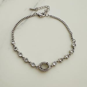 5x7mm, Oval , Metallarmband Rohling , versilbert