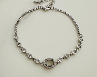 5x7mm, Blank Bracelet Setting , Oval , silver plated
