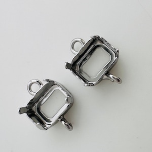 8x6mm, Blank 4-Prong Setting , Rhodium plated, 6 or 12 ps
