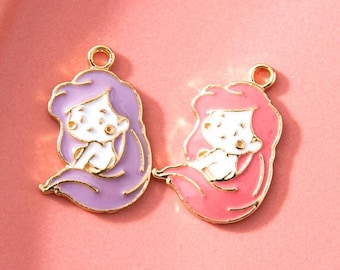 20 Ps - Enamel Mermaid Charms - 19x12mm