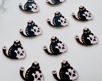 10個または30個、ハロウィン猫チャーム - 27 x 24 mm