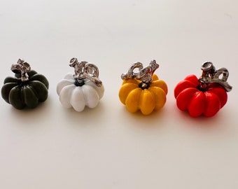 7 x Breloques Citrouille Halloween Pendentifs Caoutchouc Peint - 11x11mm