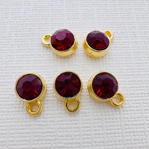 10 x Rhinestone Birthstone Charms - 9x6mm
