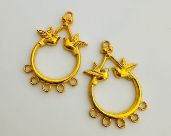 4 Pieces Drop Connectors, gold plated, 35x23mm