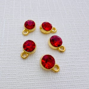 5 x Rhinestone Birthstone Charms - 9x6mm