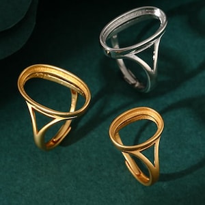 ringar, 3 st, blank oval ringfattning