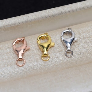 10 Pcs - Sterling Silver Lobster Spring Clasps With Jump Ring - 8mm - 9mm- 11mm-13mm