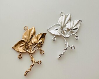 5 Solide Messing Blumen Zubehör Verzierungen Löten Scrapbooking - gold / versilbert - 43x30mm