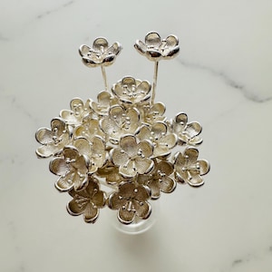 10 x Flowers Head Pin - 45mm - Silver Plated