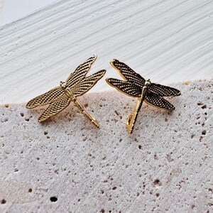 Dragonfly Earrings Settings  - Sterling Silver Post- 12x16mm - 1 pair