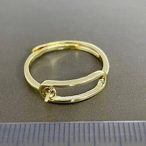 1 Pcs Blank Ring Setting Adjustable Gold Plated Cup 3mm image 2