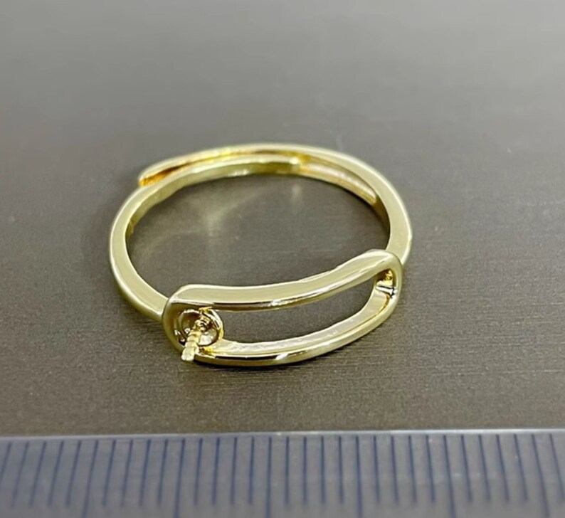 1 Pcs Blank Ring Setting Adjustable Gold Plated Cup 3mm image 2