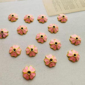 50 Pcs - 9mm Enamel Beads Caps - Hole 1mm