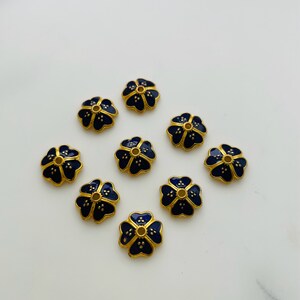 10 Pcs - Enamel Beads Caps  - 11mm - Hole 1mm