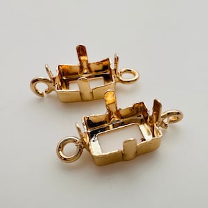 8x6mm, Blank 4-Prong Rectangle Setting , Gold plated, 6 or 12 ps